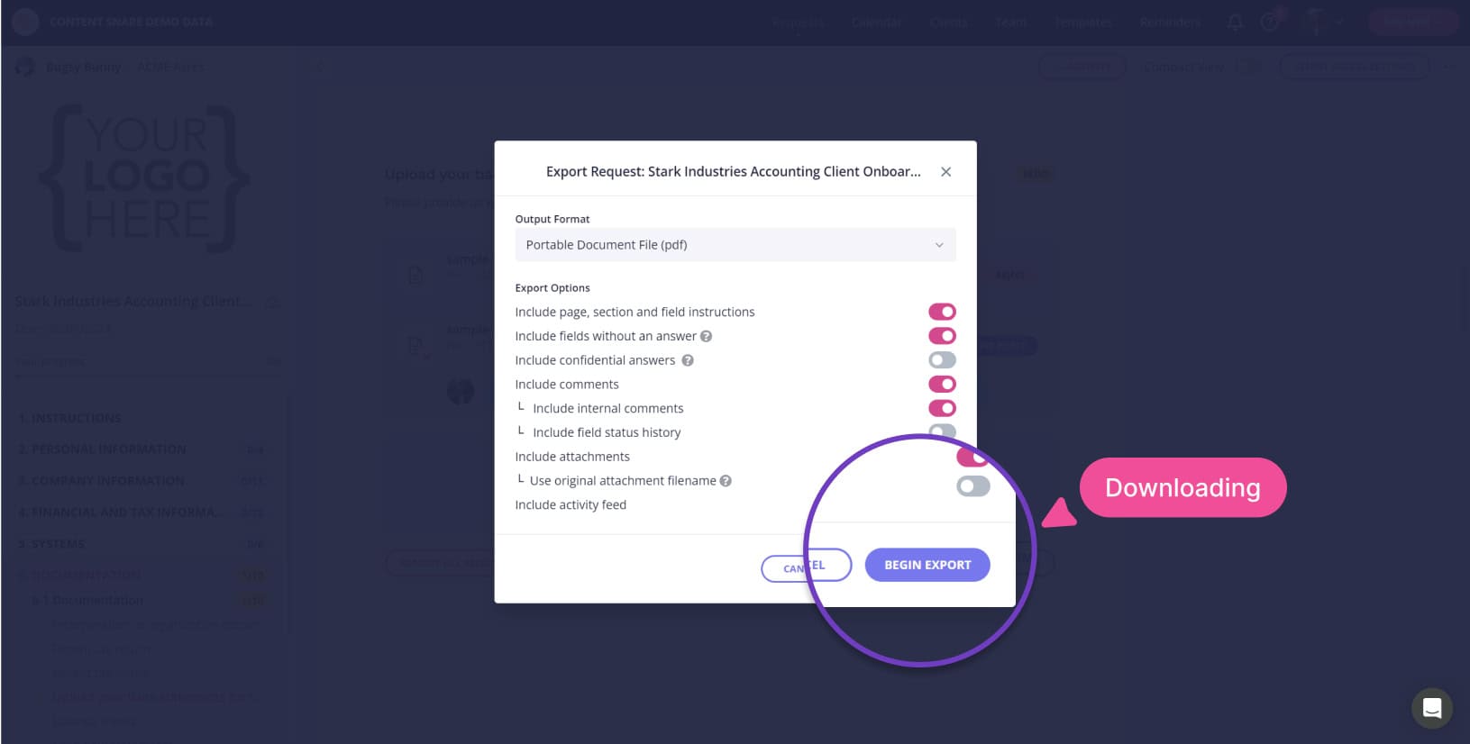 DOWNLOAD all your content into one neat package